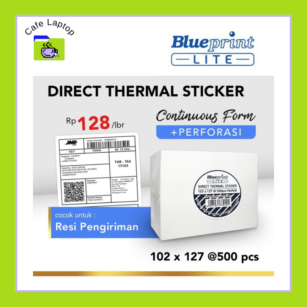 

Direct Thermal Sticker Label Resi BLUEPRINT Lite 102x127 mm 500Pcs CF 1 ROLL