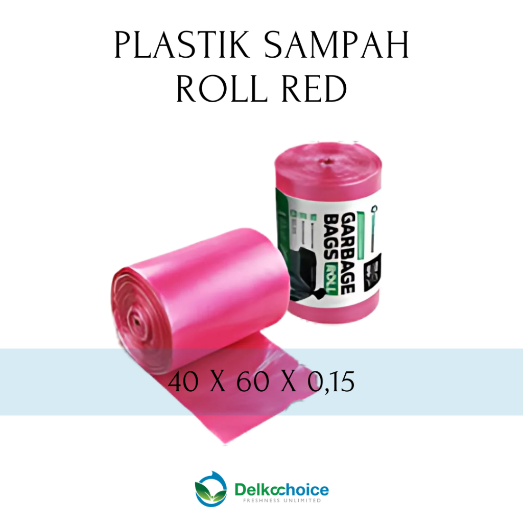 DELKOCHOICE KANTONG PLASTIK SAMPAH KRESEK ROLL MERAH / TRASH BAG / GARBAGE ROLL RED 40X60
