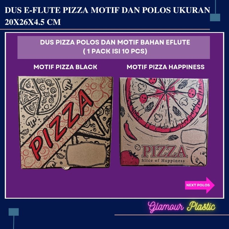 

DUS Pizza E-FLUTE UKURAN 26X26X4,5 CM (1 pack isi 10 pcs)/Box Pizza 26/dus hampers