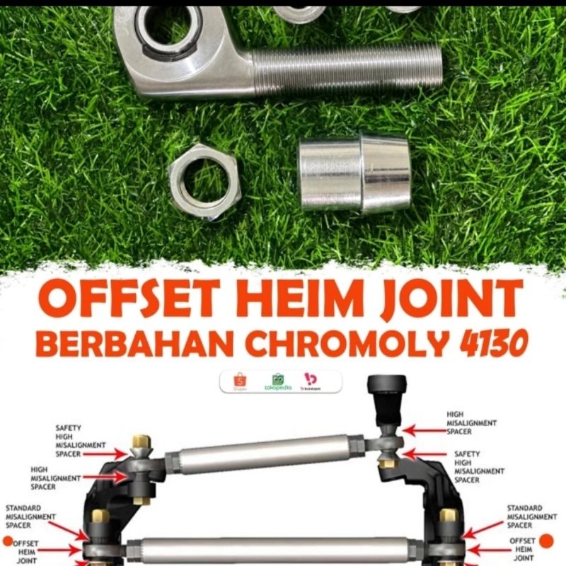 POS Pillow Ball Offset Heim Joint 3/4" Kanan Komplit Rod End Bearing Chromoly