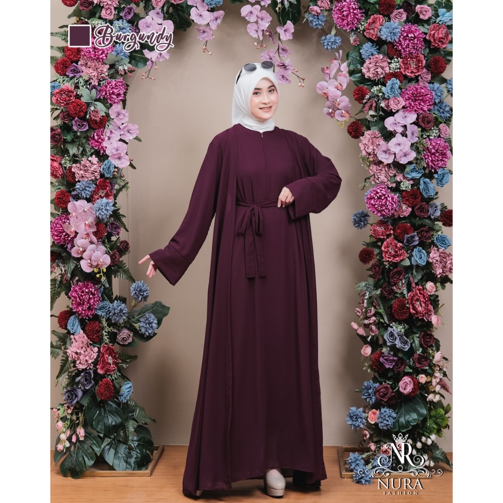 Hadeeqa Abaya Wanita 2 in 1 Set Gamis Bahan Ceruty Baby Doll Fashion Muslim Outer Style Rompi 2025