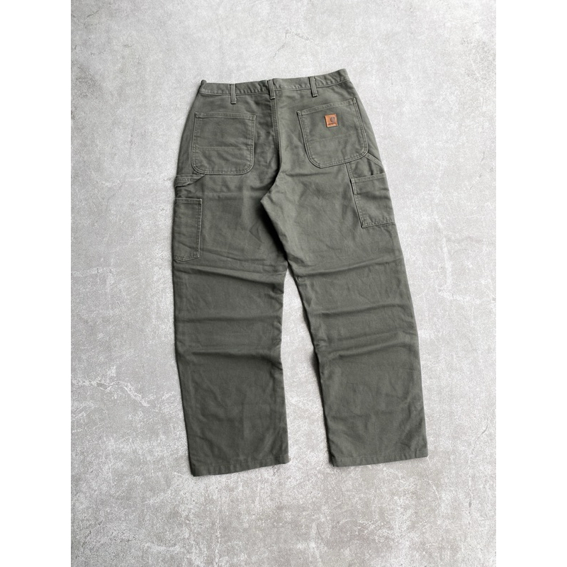 Carhartt Flanel Lined Carpenter Pants Moss Green - B111 MOS.