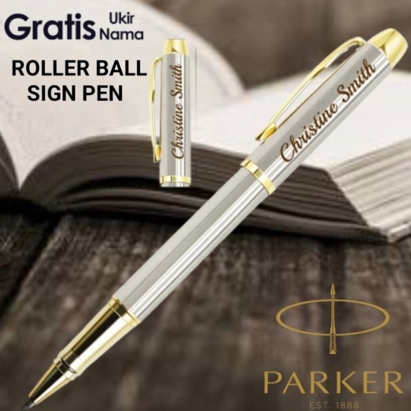

Pulpen Mewah Sign Pen Roller Ball Silver Gold Clip Parker Luxury Gratis Grafir Nama Dan Box Exlusive