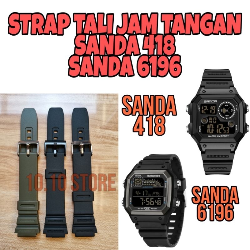 Strap tali jam tangan untuk Jam Tangan Sanda 418 Sanda 6196 Sanda-418 Sanda-6196 Sanda418 Sanda6196