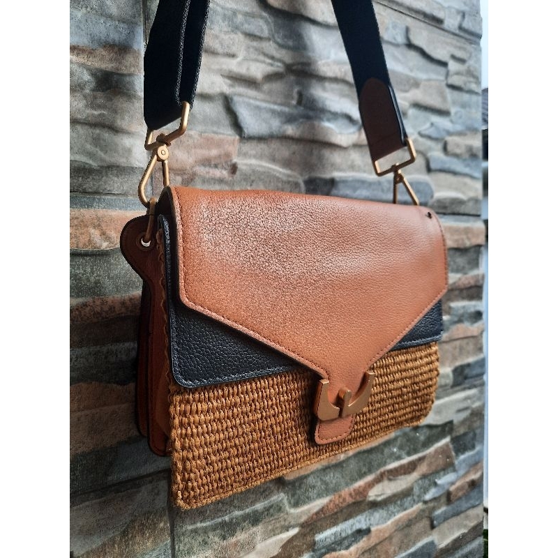 Sling Cokelat COCCINELLE - TAS PRELOVED BRANDED ORIGINAL