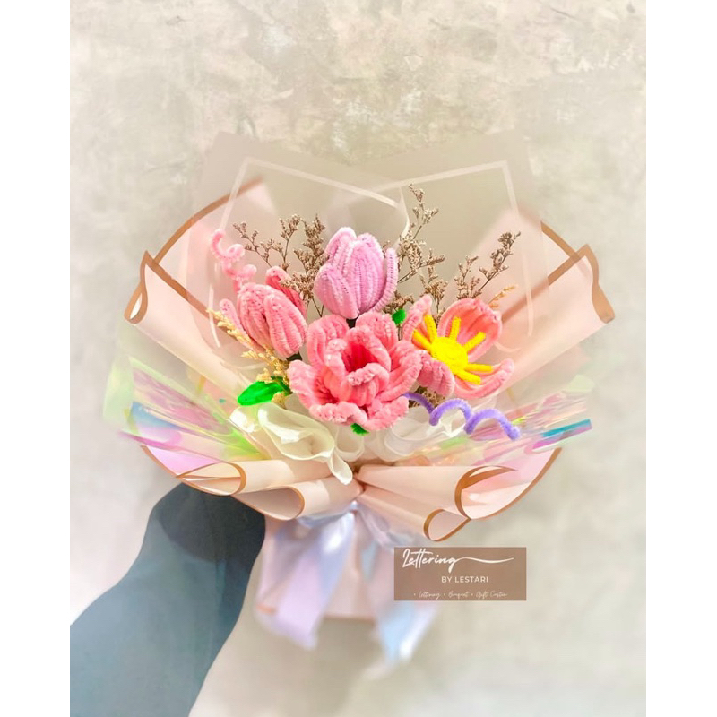 Puff bouqet/Buket kawat bulu/buket bunga kawat bulu