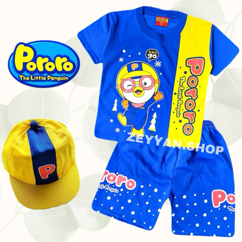 BAJU ANAK  PORORO ANAK COWOK CEWEK ADA TOPI UNTUK UMUR 1-10 TAHUN