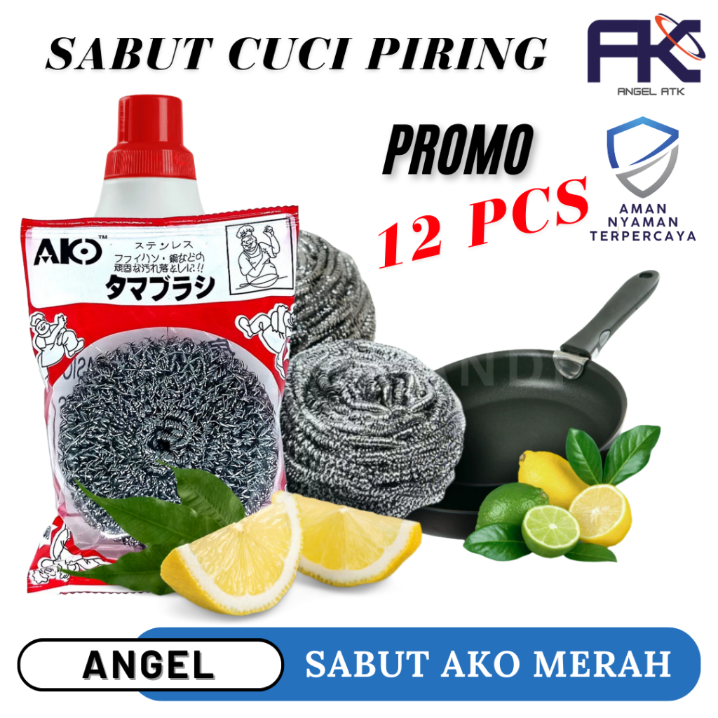 Sabut Ako 40 / 1 Lusin 12 Pcs / Kawat Cuci Piring Serbaguna / Serabut Stainless / Anti Karat / Bayar