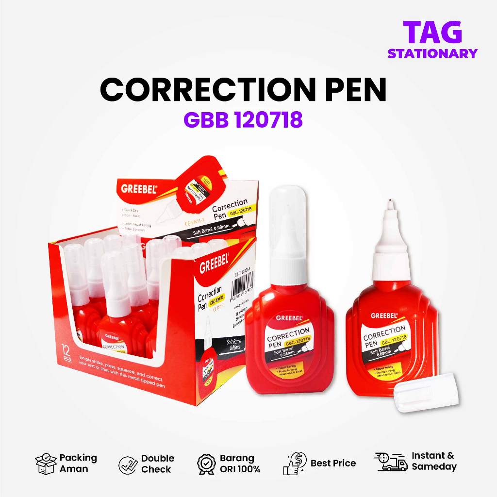 

GREEBEL Correction Pen Cair Tip Ex / GBC 120718 (PCS) / Tip-Ex Timur Agung Grosir