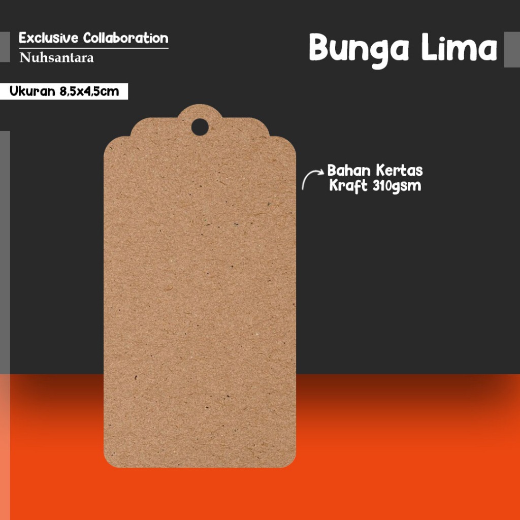 

HANGTAG LABEL POLOS WARNA COKLAT BENTUK BUNGA LIMA