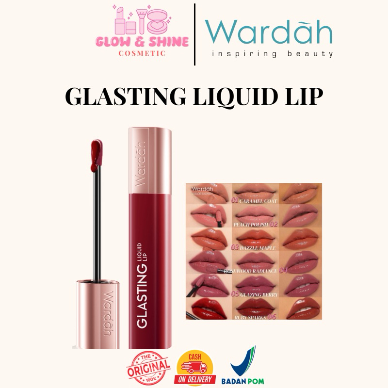 WARDAH GLASTING LIQUID LIP 3,5G CARAMEL COAT | PEACH POLISH | DAZZLE MAPLE | ROSEWOOD RADIANCE | GLA