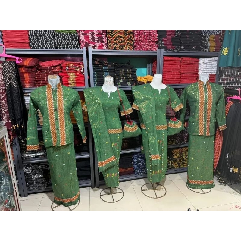 setelan couple baju pria dan wanita - set wanita tas selendang - kemeja + sarung