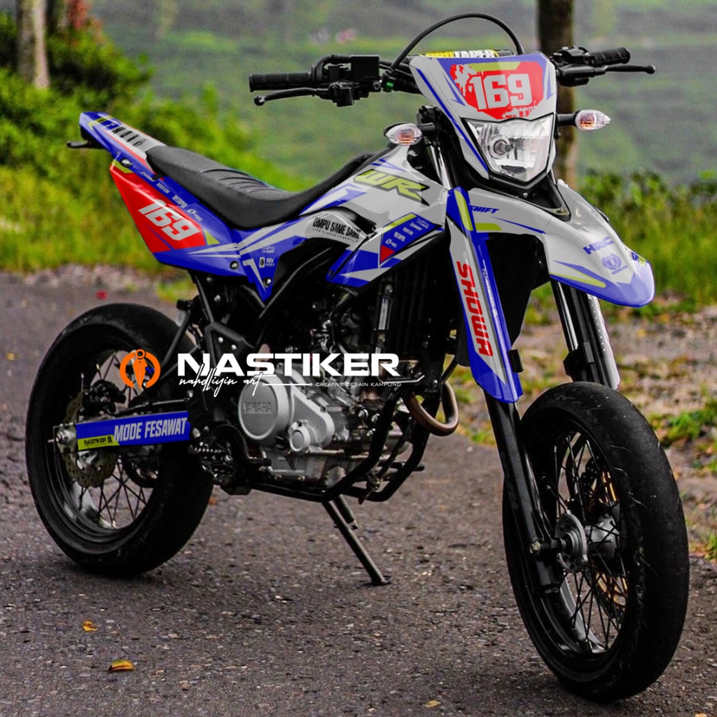 Sticker Decal WR155 SIMPEL FullBody Bebas Request - DECAL WR CRF KLX KAWASAKI PUTIH BIRU