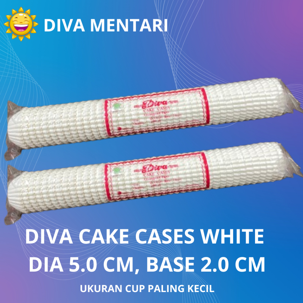 DIVA CAKE CASES GREASEPROOF WHITE 40 GSM DIAMETER 5.0 CM , BASE 2.0 CM / KERTAS KUE / CUP NASTAR / K