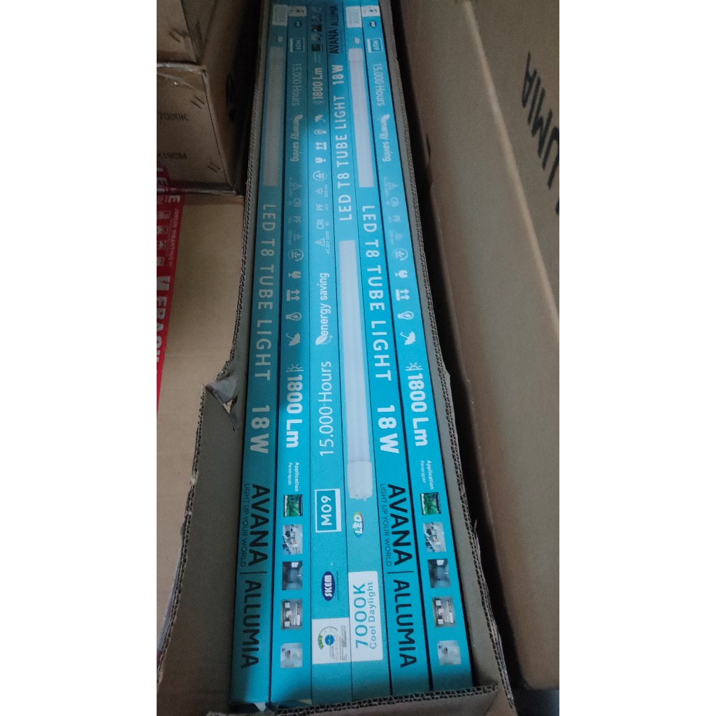 Allumia TL T8 Lampu Led tube 9W 18W karton isi 30 pcs kartonan ledtube 9 18 W Watt Putih 60cm 120cm