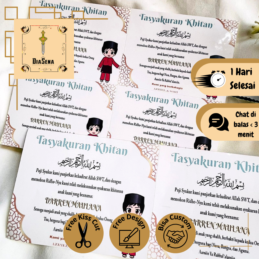 

Free Desain Custom Syukuran Walimatul Khitan Sunatan Diasena Sticker Persegi Tasyakuran Khitanan