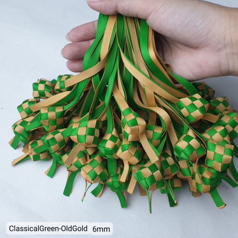

1 pc - Ketupat Pita Bahan Grosgrain | Aplikasi Ketupat Lebaran Bahan Pita