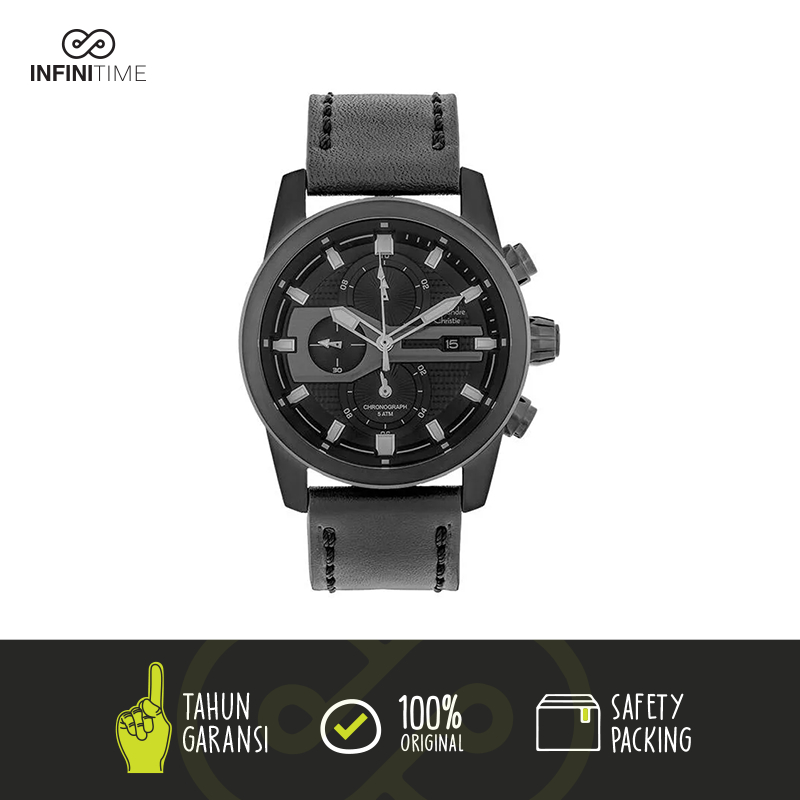 Jam Tangan Alexandre Christie AC 6270 AC 6562 Full Black  Leather Pria