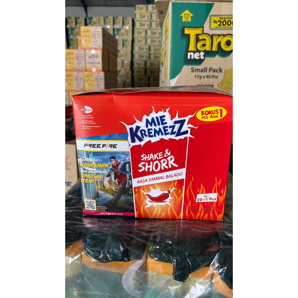 

SHORR MIE KREMEZZ - FREE FIRE SRIES - SAMBAL BALADO 1 BOX Isi 20 + 1 PC