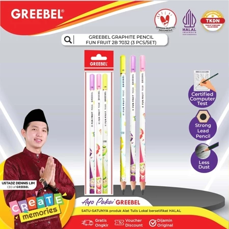 

TBMO PACK PENCIL 2B 7032 FUN FRUIT GREEBEL - ISI 12PCS