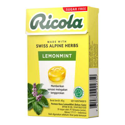 

Ricola sugar free candy permen bebas gula rasa lemon mint 40 gr