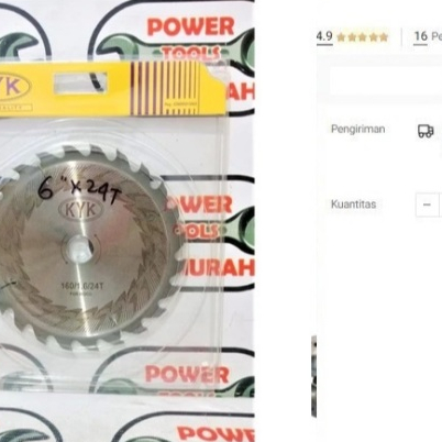 

Mata Gergaji Kayu 6" x 24T Tipis Circular Saw Blade KYK Piringan