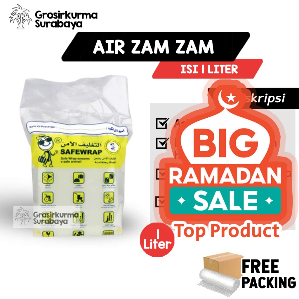 

ASLI AIR ZAMZAM 1 LITER 100% Zam-zam Dari Arab Saudi Untuk Souvenir Oleh oleh Haji Umroh Solusi Seha