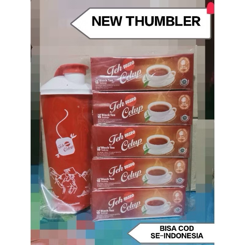 

PAKET teh celup Sosro 15bag isi 5box free Tumbler/ paketan Sosro celup free gelas cantik 500ml exp 2025