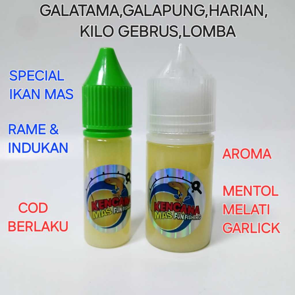 Esen oplosan melati mentol garlik/umpan ikan mas rame,indukan/kemasan 15ml,30ml/esen oplosan/kencana