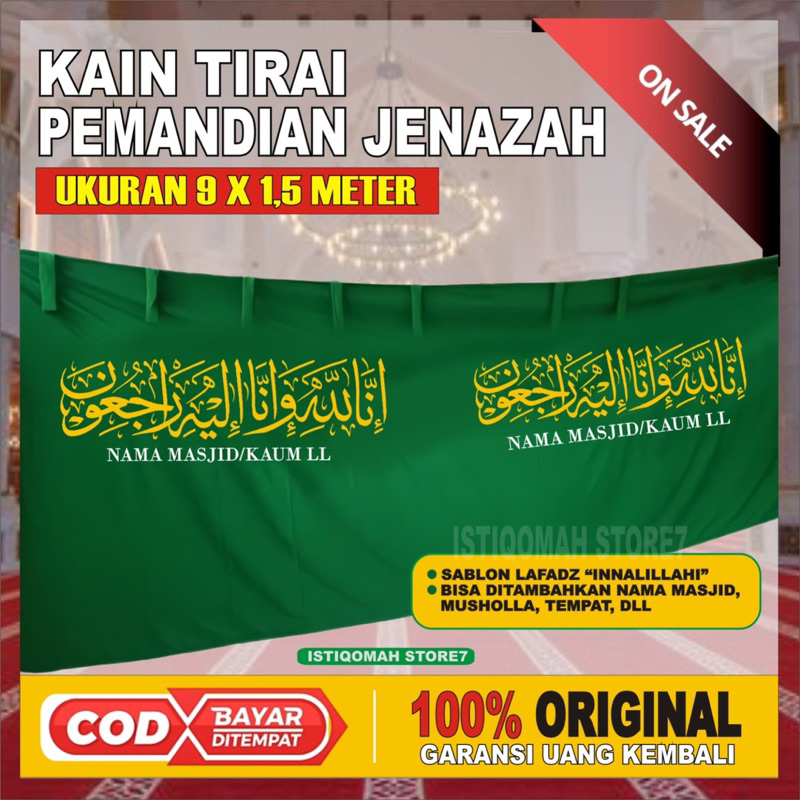 SATIR PREMIUM!!! KAIN SATIR TIRAI PEMANDIAN JENAZAH UKURAN 9 x 1,5 METER GRATIS TAMBAH NAMA