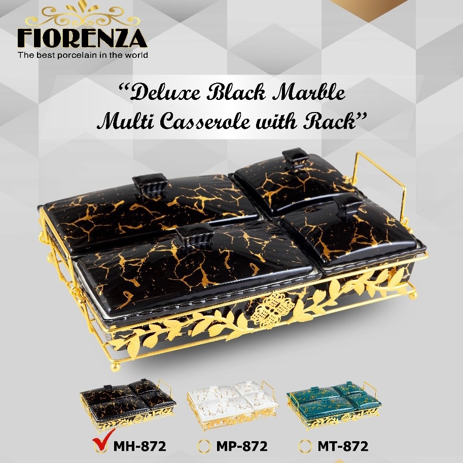 Wadah Saji Casserole Basi Set Marble Fiorenza 872