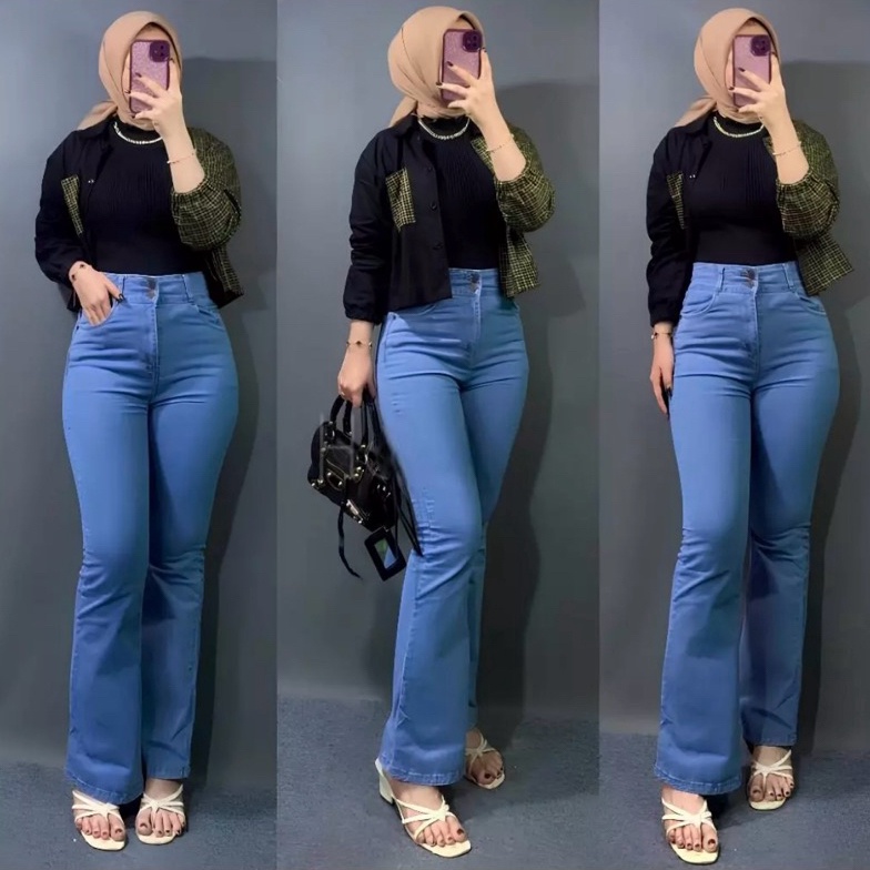 Ready Fatheena Fashion  Celana Cutbray Jumbo Jeans Premium  High Waist Jumbo Cutbray Streach  Cutbra