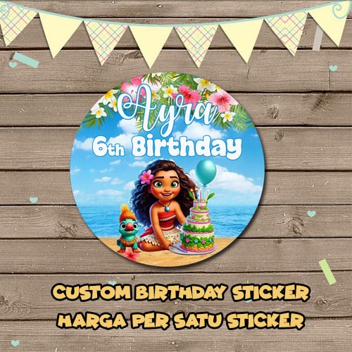 

custom birthday sticker tema moana