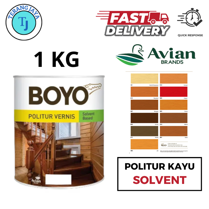 Cat Kayu Politur Vernish BOYO 1kg (SOLVENT BASE)