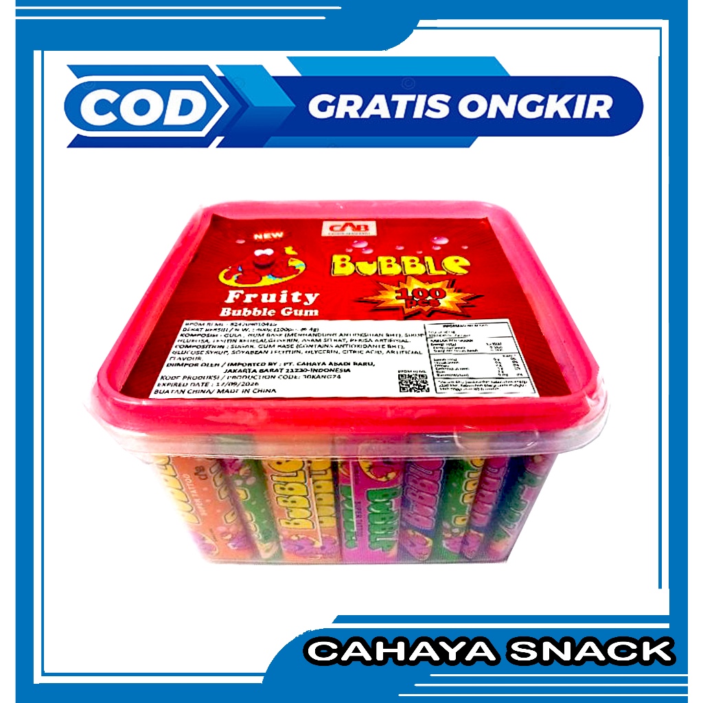 

PERMEN KARET BUBLE GUM ( 1 TOPLES ) ISI 100 PCS / netto 400 Gram