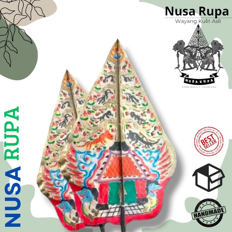WAYANG kulit ASLI -+45cm Gunungan Bahan Kulit Sapi Ukuran Mini Cocok Untuk Souvenir
