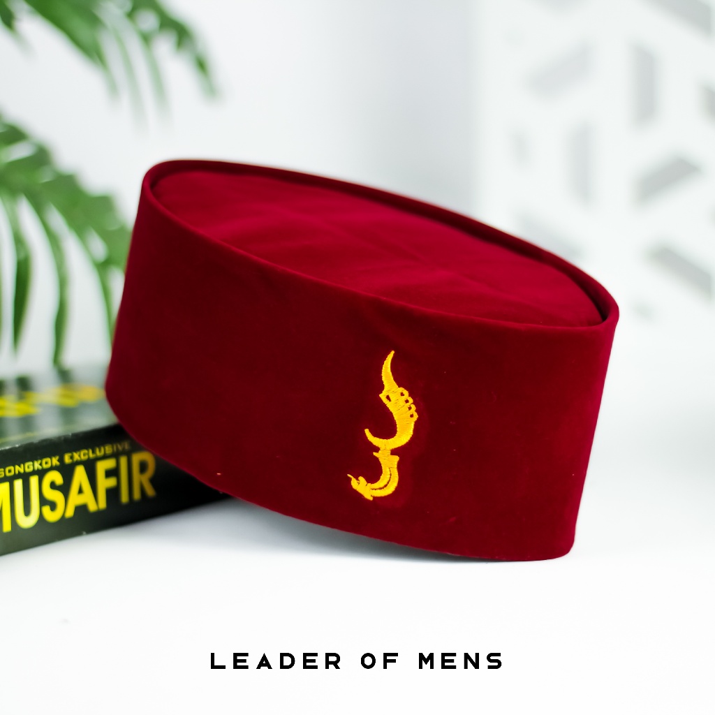Peci Songkok Kujang Merah Maroon Anak dan Dewasa Kopiah Logo Kujang Bordir Beludru Premium Quality
