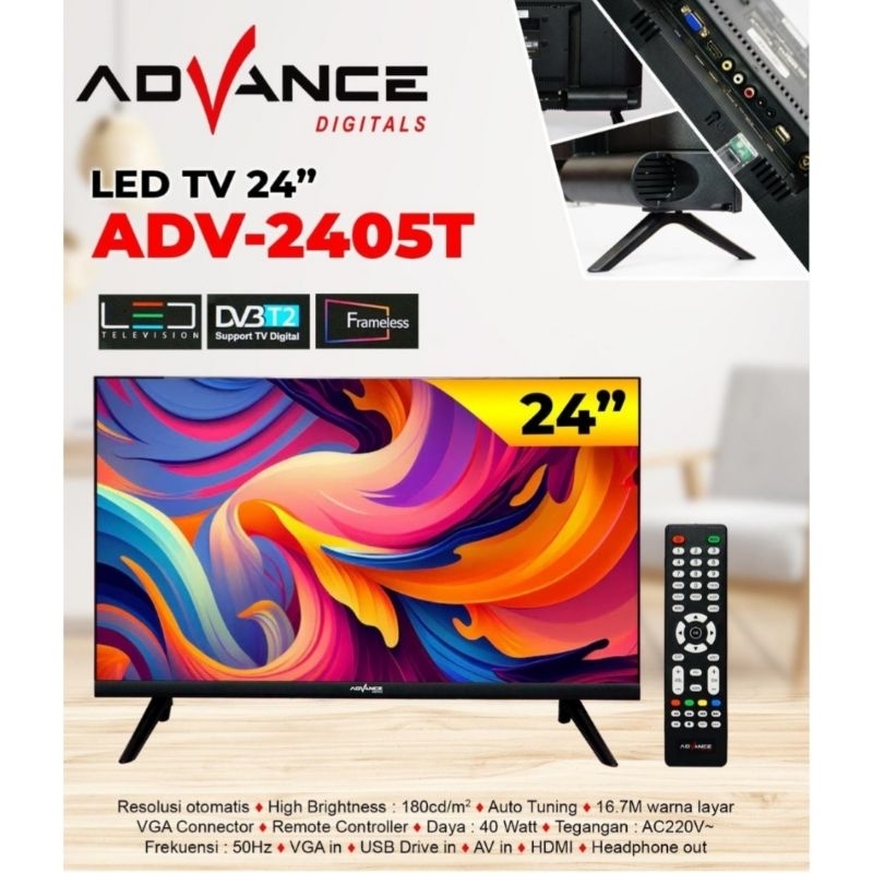 ADVANCE LED TV DIGITAL 24 INCH ADV-2405T GARANSI RESMI 3 TAHUN