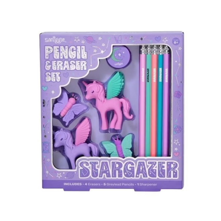 

(ORIGINAL) Smiggle Vision Eraser Pencil Box Set / Set Alat Tulis Smiggle - Lilac Unicorn