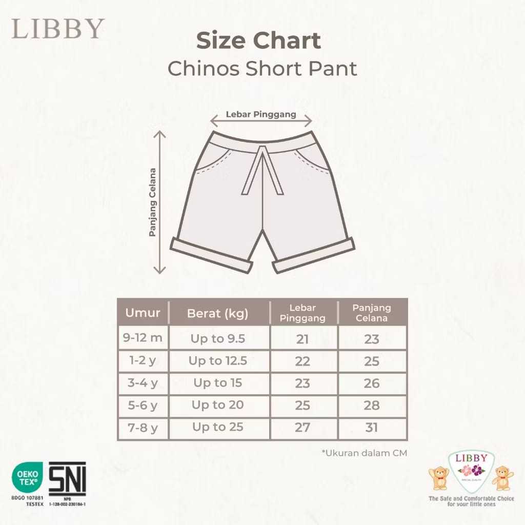 Libby Long Chinos Anak Short Chinos Celana Panjang Chinos Anak Laki Laki 9 Bulan - 4 Tahun