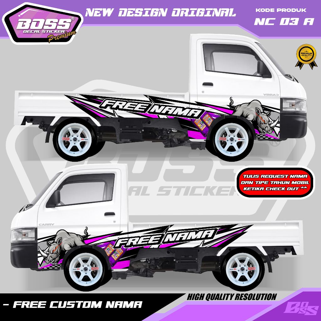 NC 03 - STIKER DECAL MOBIL NEWW CARRY STRADA TRRITON HILUX PICKUP FUTURA DMAX GRATIS CUSTOM NAMA