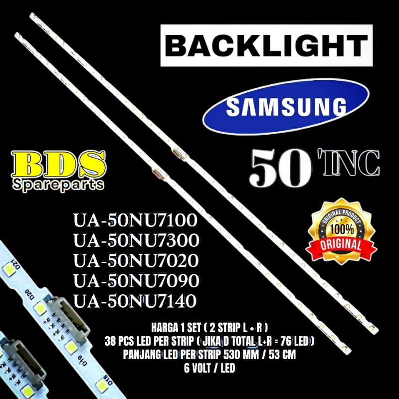 BACKLIGHT TV LED SAMSUNG 50 INC UA50NU7100 UA 50NU7300 50NU7020 UA507090 UA50NU7140 LAMPU BACKLIGHT 