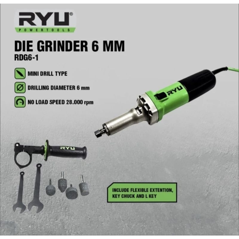 RYU RDG6-1 Die Grinder Mesin Cuner Gerinda Botol Porting as 6 mm RDG 6-1