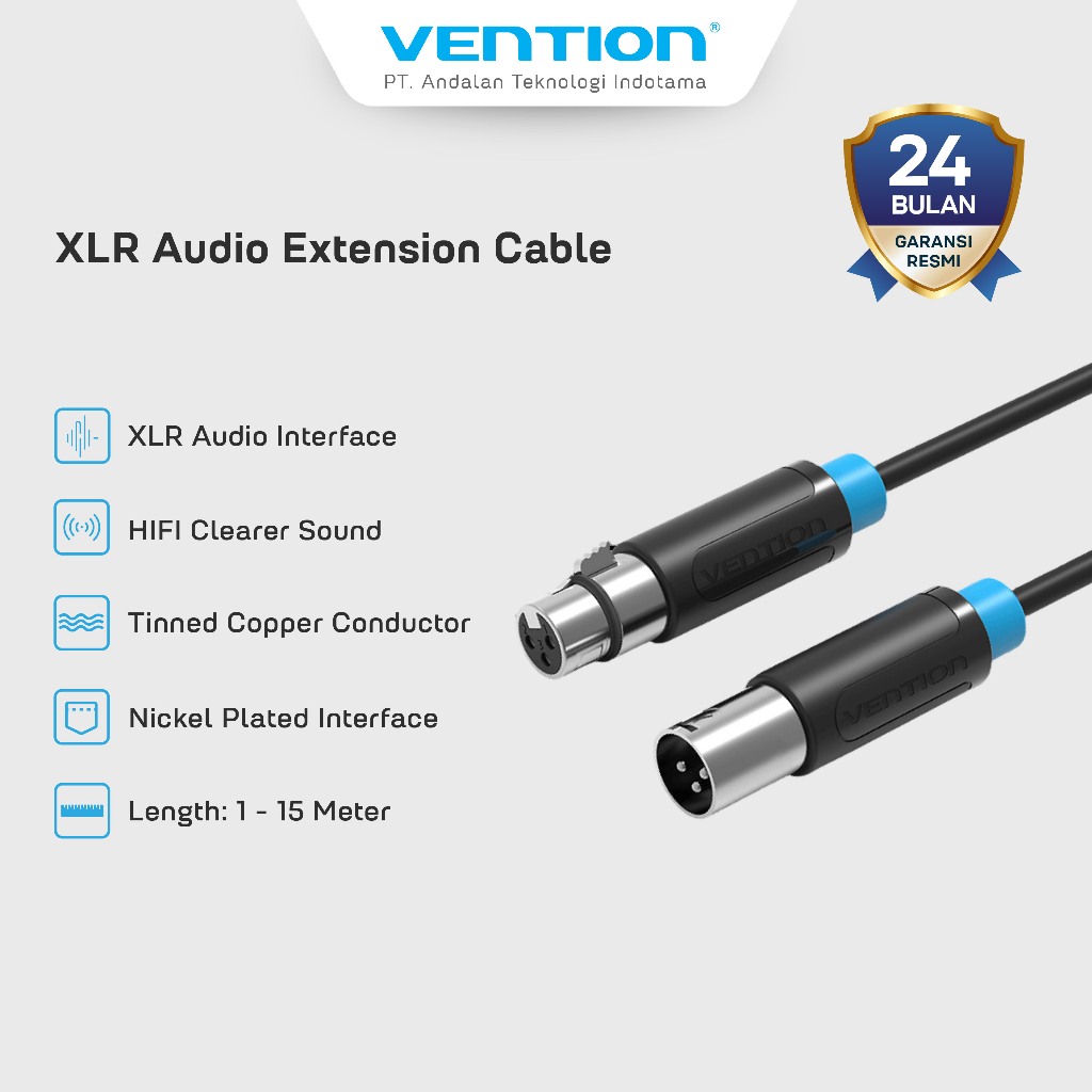 Vention Kabel AUX XLR Audio Extension Cable Male to Female 10M 15M - BBF