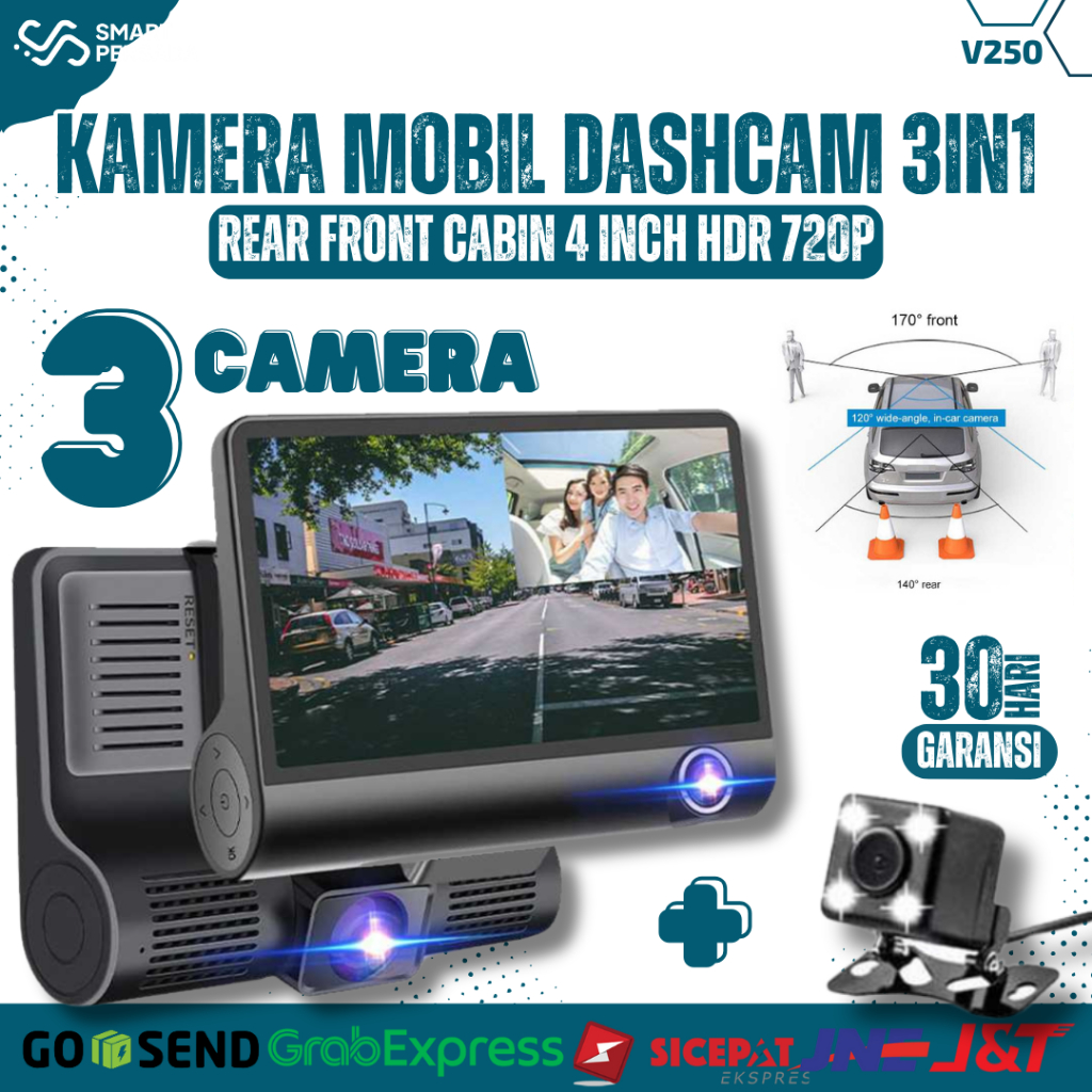 Monitor Kamera Mundur Parkir dan Depan Mobil Dashcam 3in1 4 Inch Rear View Camera Nightvision