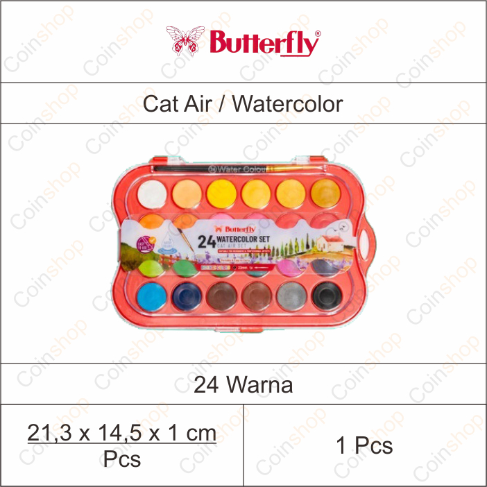 

Butterfly Cat Air Watercolor Set 24 Warna Per Set