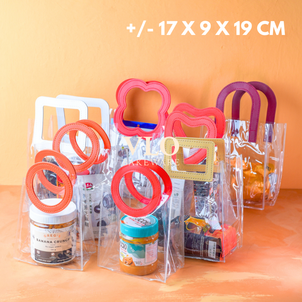

Tas PVC transparan bening extra tebal 17x9x19 cm | tas hampers | tas goodie bag