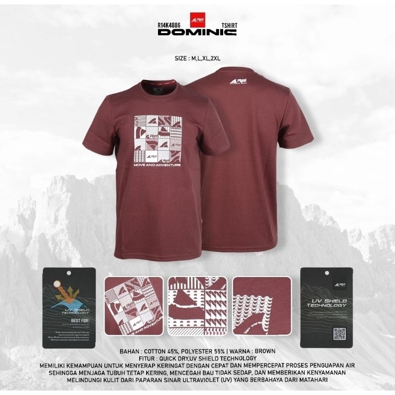 KAOS LENGAN PENDEK PRIA DOMINIC  AREI OUTDOORGEAR | BAJU KAOS REI DOMINIC