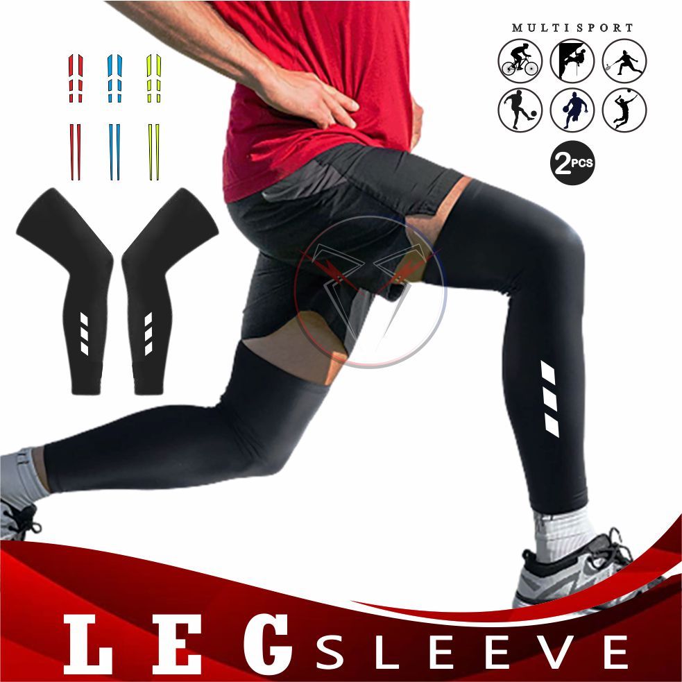 Manset Kaki Olahraga Leg Sleeve Stocking Kaki Pria Wanita Isi 2 Pcs Skin Deker Sambungan Multisport
