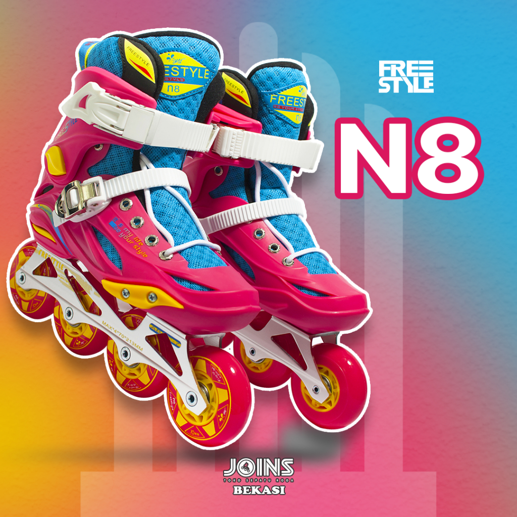 Sepatu roda Anak Inline Skate Anak Freestyle N8 Pink